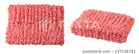 Minced meat, pork, beef, forcemeat isolated on white background. Top view Minced meat, pork, beef, forcemeat isolated on white background. Top view 137336791