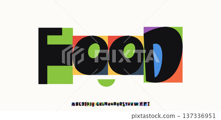 Fun Food Font Logo Alphabet Funky Type Color Letter Set Modern Typography, Creative Typographic Design for Title Text, Typo Poster Headline, Type Symbol Logotype, Joyful Fonts. Vector Typeface Fun Food Font Logo Alphabet Funky Type Color Letter Set Modern Typography, Creative Typographic Design for Title Text, Typo Poster Headline, Type Symbol Logotype, Joyful Fonts. Vector Typeface 137336951