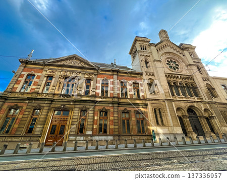 Stunning historic architecture with ornate details and elegant windows 137336957