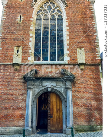 Stunning facade of the church of st mary magdalene in brussels, belgium Stunning facade of the church of st mary magdalene in brussels, belgium 137337033