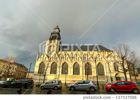 Stunning exterior view of the church of our lady of the chapel in brussels Stunning exterior view of the church of our lady of the chapel in brussels 137337086
