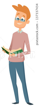 Smart man reading. Guy in glasses with open book Smart man reading. Guy in glasses with open book 137337434