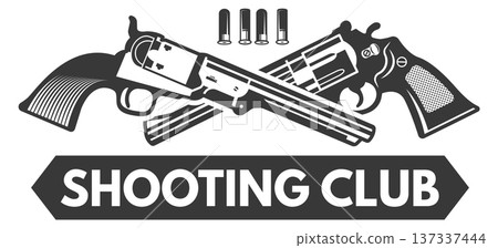 Weapon shooting club black emblem in vintage style Weapon shooting club black emblem in vintage style 137337444