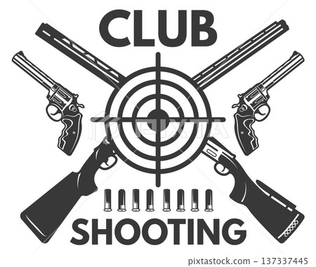 Shooting gun club black logo. Weapon label Shooting gun club black logo. Weapon label 137337445