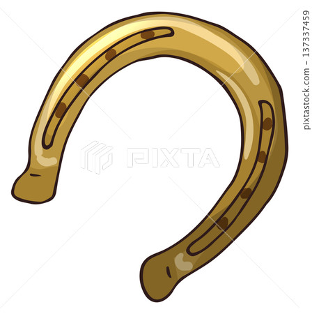 Horseshoe drawing. Metal horse shoe color icon Horseshoe drawing. Metal horse shoe color icon 137337459