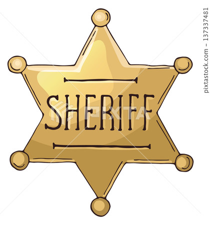 Sheriff star drawing. Golden marshal retro badge Sheriff star drawing. Golden marshal retro badge 137337481
