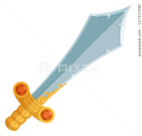 Medieval sword cartoon icon. Ancient knight weapon Medieval sword cartoon icon. Ancient knight weapon 137337490