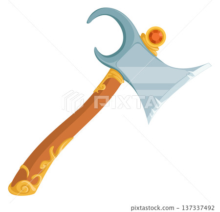 Fighting axe cartoon icon. Game fantasy weapon 137337492