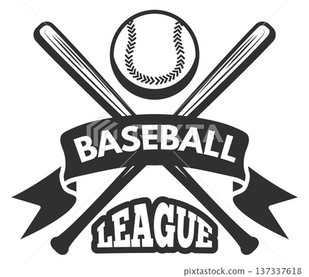 Baseball league label. Vintage sport black logo Baseball league label. Vintage sport black logo 137337618