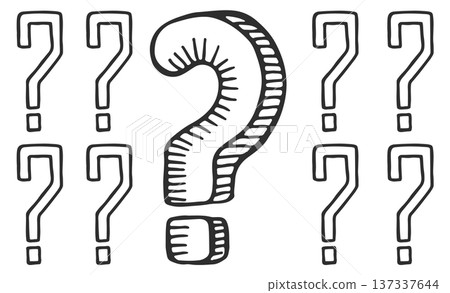 Question marks drawings. Faq symbol. Query sign 137337644