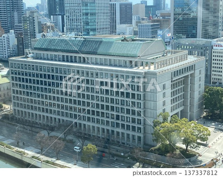 Osaka City Hall as seen from Osaka Dojimahama Tower Osaka City Hall as seen from Osaka Dojimahama Tower 137337812