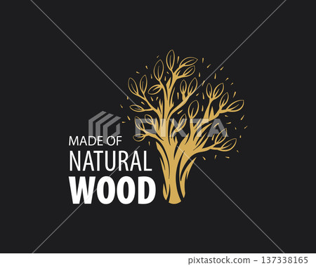 An unusual vector hand-drawn logo for the production of wood products An unusual vector hand-drawn logo for the production of wood products 137338165