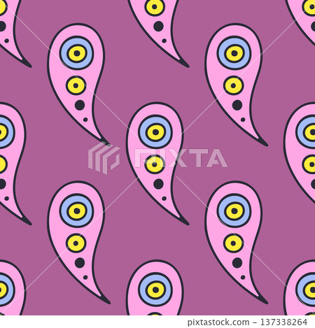 Hand drawn intricate Paisley seamless pattern on purple background Hand drawn intricate Paisley seamless pattern on purple background 137338264