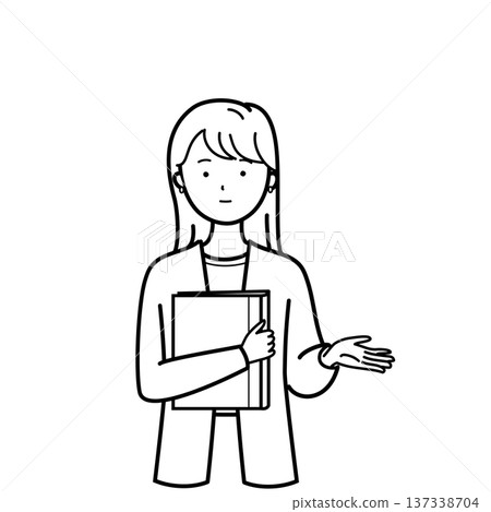 女商人用文件進行講解 演示/會議插圖（線畫） 137338704