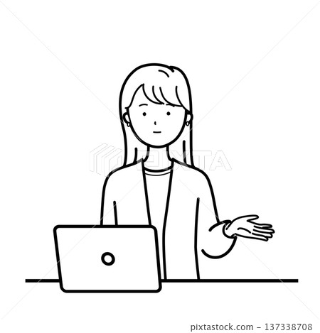 一位女士在商務會議上進行講解。示範/會議插圖(線條畫) 一位女士在商務會議上進行講解。示範/會議插圖(線條畫) 137338708