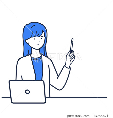 Businesswoman explaining with a pointer - Presentation illustration 137338710