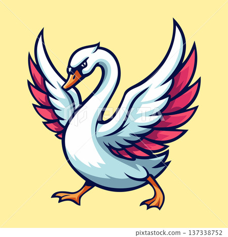 Walking Swan Illustration Character Vector Logo Template 137338752
