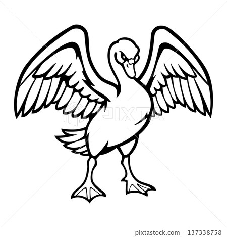 Line Strong Swan Illustration Character Vector Logo Template 137338758