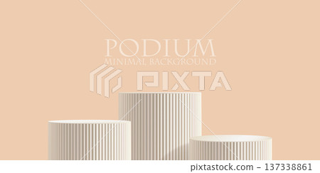 Marble product podium on beige background, 3d render of white fluted pillar platform in premium elegant studio. Realistic shadow overlay, bright spotlight. Ramadan ribbed cosmetic platform three steps Marble product podium on beige background, 3d render of white fluted pillar platform in premium elegant studio. Realistic shadow overlay, bright spotlight. Ramadan ribbed cosmetic platform three steps 137338861