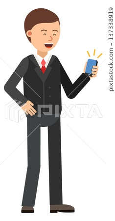 Business character hold speaking phone. Work call 137338919