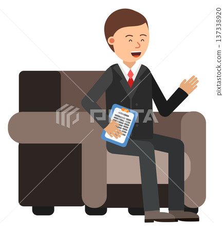 Waiting businessman sit on chair. Business partner meeting 137338920
