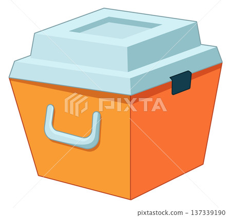 Portable fishing ice tackle box cartoon icon 137339190