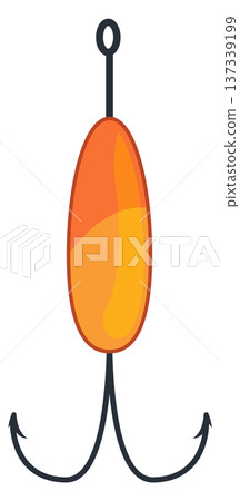 Double steel hook for fishing rod cartoon icon Double steel hook for fishing rod cartoon icon 137339199