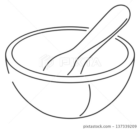 Mortar and pestle line icon. Medicine herbal drug symbol 137339209