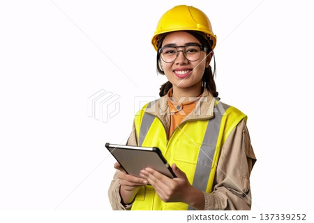 A medical professional in teal scrubs holding a syringe. Generative AI 137339252