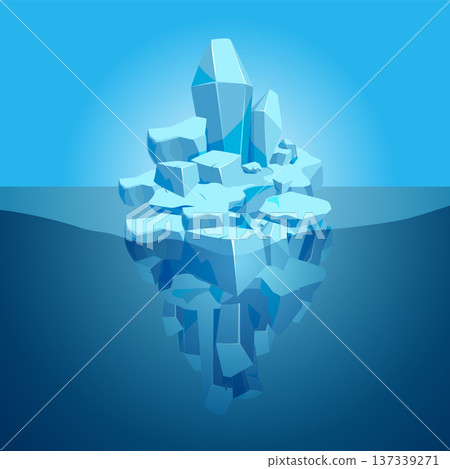 Iceberg floating in water banner. Ocean ice mountain 137339271