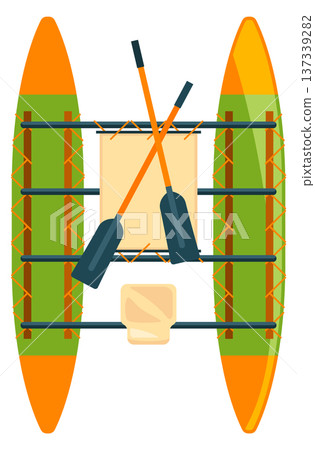 Catamaran top view. Double deck boat icon 137339282
