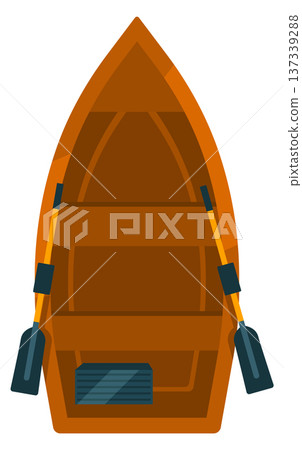 Rowboat cartoon icon. Wooden oar row boat 137339288