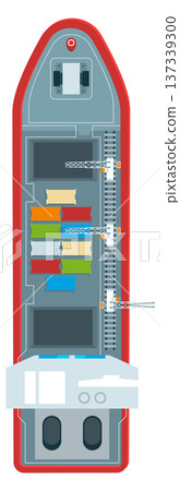 Freight ship top view. Marine cargo transport 137339300