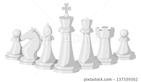 Chess game figures. White pieces cartoon icon 137339302
