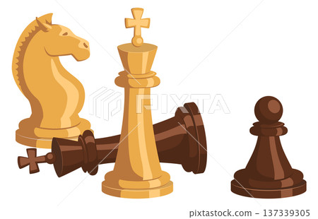 Chess pieces. Vintage game figures cartoon icon Chess pieces. Vintage game figures cartoon icon 137339305