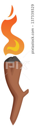 Burning torch color drawing. Ancient light icon Burning torch color drawing. Ancient light icon 137339329