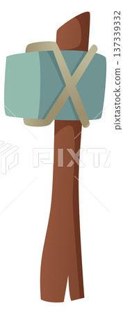 Stone hammer cartoon icon. Ancient craft tool Stone hammer cartoon icon. Ancient craft tool 137339332
