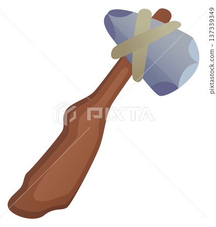 Ancient hammer. Stone age tool cartoon icon Ancient hammer. Stone age tool cartoon icon 137339349