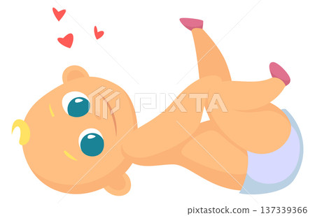 Lovely baby. Happy smiling newborn child character 137339366