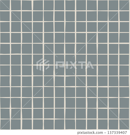 Muted blue irregular square grid seamless geometric pattern for fabric home decor and modern branding 137339407