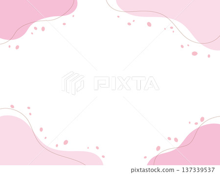 櫻花花瓣的簡潔邊框插圖，線條流暢優美。 137339537