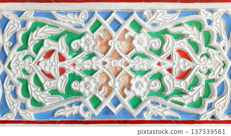 Ornamental wall panel featuring Ganch carving Ornamental wall panel featuring Ganch carving 137339561