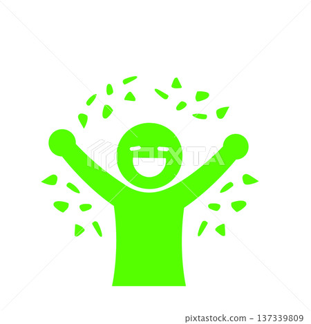 Happy person icon in confetti (green) 137339809