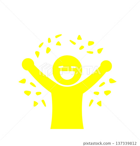 Happy person icon in confetti (yellow) 137339812