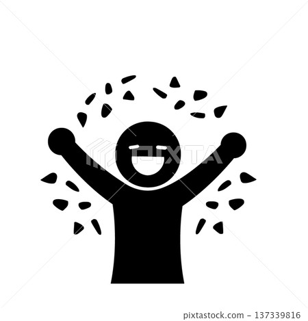 Happy person icon in confetti (black) Happy person icon in confetti (black) 137339816
