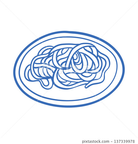 Minimalist line illustration of pasta on plate 137339978