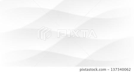 White abstract wave bg, medical corporate presentation. Subtle grey pattern, cut minimal gray texture. Wavy line sunlight ripple, medicine seamless soft 3d shadow overlay. Science curved simple wall 137340062