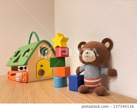 Building blocks and teddy bear Building blocks and teddy bear 137340116