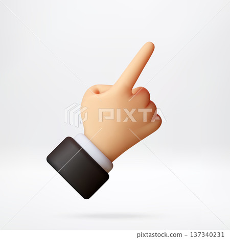 3D hand showing pointing gesture. 137340231