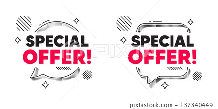 Special offer chat speech bubble. Social media concept. Special offer tag. Sale sign. Advertising Discounts symbol. Line design chat bubble. Vector Special offer chat speech bubble. Social media concept. Special offer tag. Sale sign. Advertising Discounts symbol. Line design chat bubble. Vector 137340449